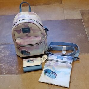NWT Disney Loungefly Stitch Pastel Backpack 3 PIECE SET